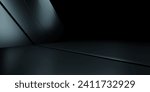 3d rendering of black abstract geometric background. Scene for advertising design, showroom, technology, modern, sport, game, metaverse, cosmetic, luxury, garage. Sci Fi Illustration. Product display