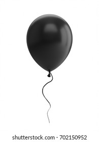 3D Rendering Black Balloon Isolated On White Background