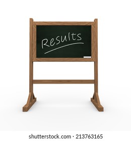 3d rendering of black chalkboard presentation of concept of results