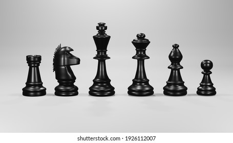 3D Rendering Black Chess Concept