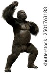 3D rendering of a black gorilla ape isolated on white background