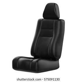 3d Rendering Black Leather Car Seat Isolated On White