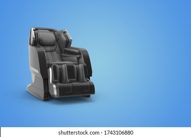 3D rendering black massage armchair relax business concept on the isolated blue background.3D rendering.