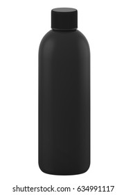 3d Rendering Black Plastic Bottle For Cosmetic Cream, Lotion, Shampoo And Gel With Cap