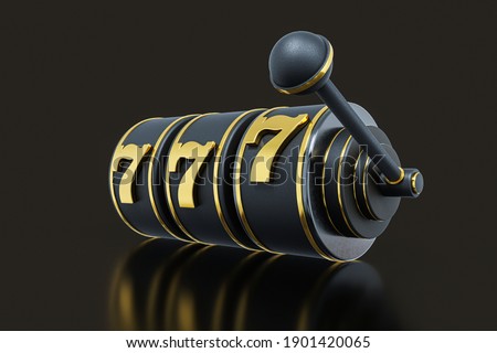 3d Rendering Black Slot Machine