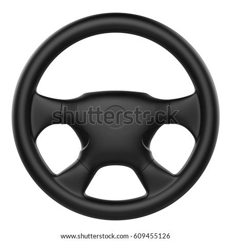 3d rendering black steering wheel isolated on white