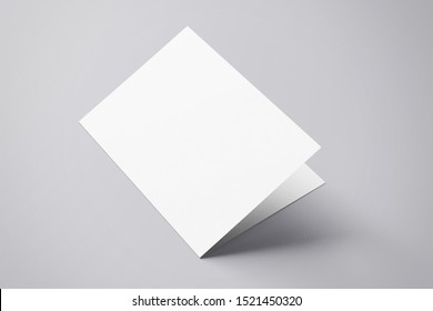 3D rendering blank bifold brochure mockup isolated on the white bakground