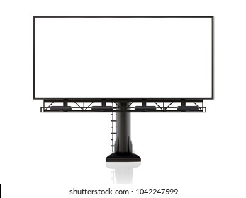 3D Rendering Of Blank Billboard (empty Advertisement) Isolated On White Background - Mock Up Template