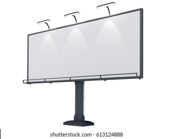 3D Rendering Of Blank Billboard (empty Advertisement) Isolated On White Background