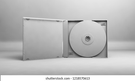 3D Rendering. Blank Compact Disk And Cover.