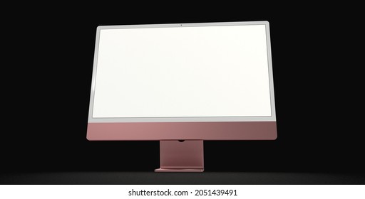 A 3d rendering of a blank computer display with copy space on a black background