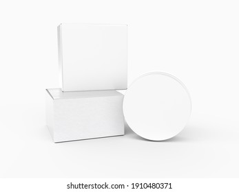 3d Rendering Blank Cosmetic Packaging White Box And Bottel Cream For Mock Up