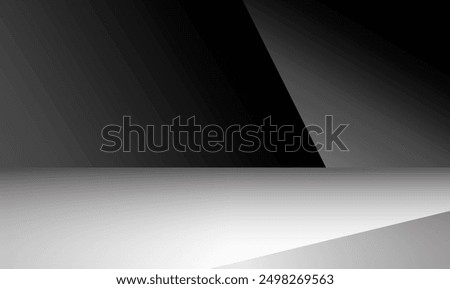 3d rendering of blank minimal black and white abstract indoor background with sharp light and shade, for creative concept design display, futuristic product mockup, and modern road scene studio space.