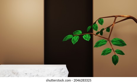 3D rendering of blank product background for displaying fashion and cream cosmetics decorations. Modern podium background for luxury product.