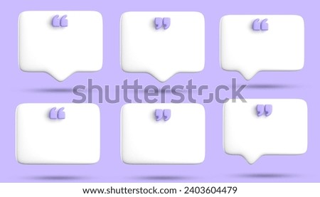 3d rendering of blank speech bubble for testimonial pack, 3D pastel icon set.