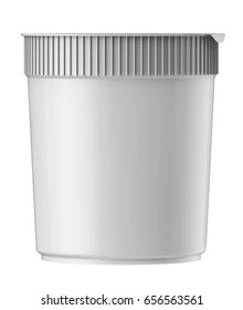 3D Rendering Blank White Container For Instant Mashed Potato, Rice Noodle Or Soup. Mock Up Template Of Food Plastic Cup