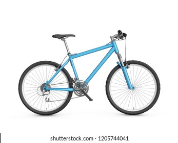 3D Rendering Blue Bicycle Isolated On White Background