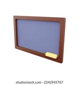 3D rendering blue board on white background. Object for back to school, education and science design. 3D rendering board icon