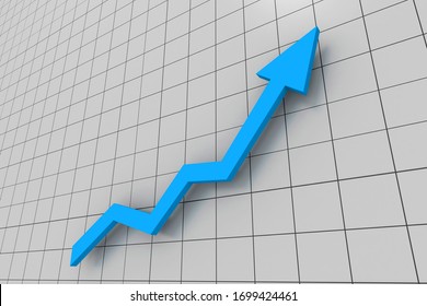 3d rendering of blue Business graph