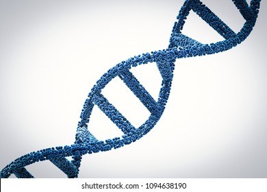 3d rendering blue dna helix or dna structure 