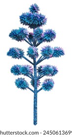 3D rendering of a blue fantasy alien tree isolated on white background