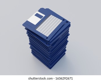 3d rendering blue floppy disks isolated on white background 2