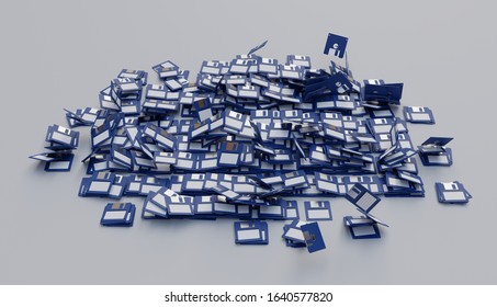 3d rendering blue floppy disks isolated on white background