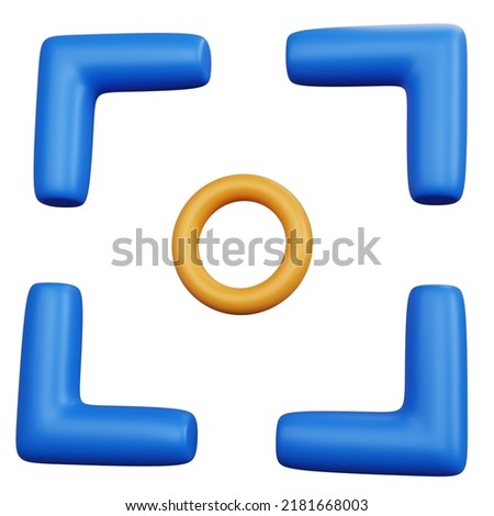3d rendering blue focus point icon isolated