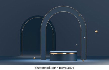 Geometría podio azul representación