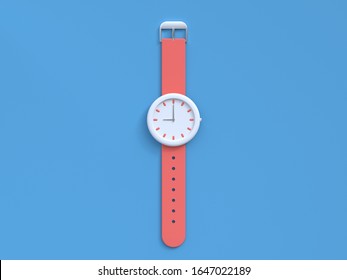 3d Rendering Blue Scene Red Watch Technology Concept