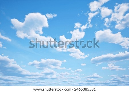 3D rendering of blue sky with white clouds. 3D illustration of a cloudy blue sky.