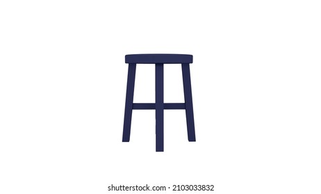 A 3D rendering of a blue stool isolated on a white background
