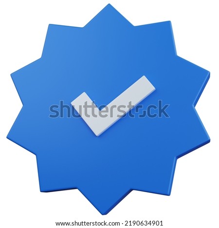 3d rendering blue verified sign isolated