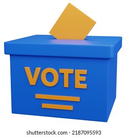 3d Rendering Blue Vote Box Isolated