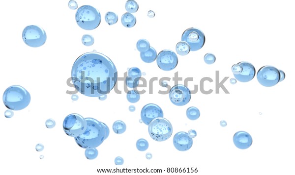 白い背景に青い水泡の3dレンダリング のイラスト素材