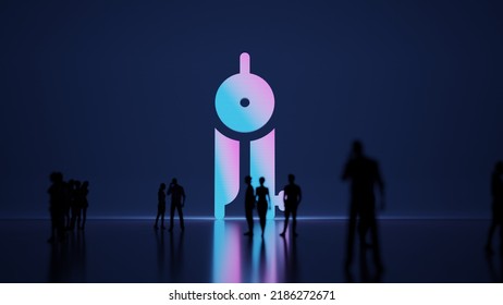 3d rendering blured people in front of big white symbol of drafting compass with subtle back light and glow with floor reflection - Powered by Shutterstock - Get 15% off with code: PIKWIZARD15