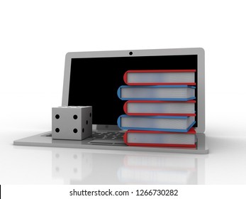 3d rendering book with laptop