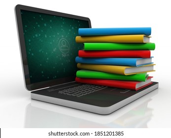 3d rendering book in laptop
