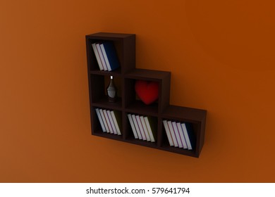 3d rendering of Books kept on shelf