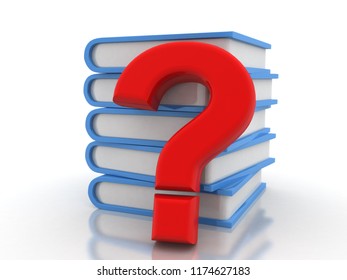 3d Rendering Books Question Mark Symbol Stock Illustration 1174627183 ...
