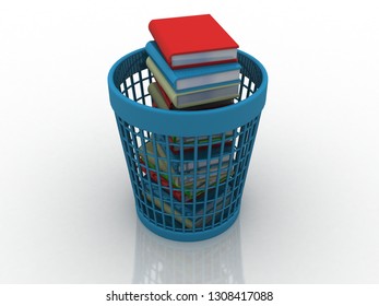 3d rendering books in recycle bin