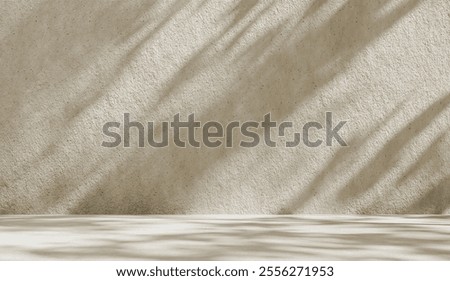 3D rendering of botanical backdrop with soft shadows and pastel light for a premium product showcase. Modern, eco-friendly design featuring airy foliage. Minimalist wallpaper with sunlight.