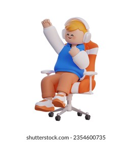 3D rendering Boy Sits On A Chair
