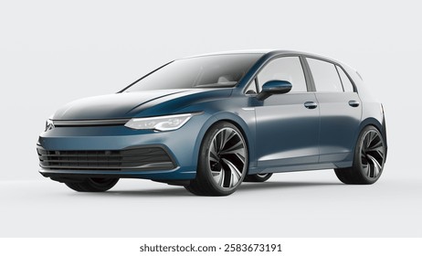3D rendering of a brand-less generic car in studio environment.