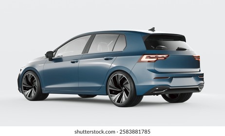 3D rendering of a brand-less generic car in studio environment.