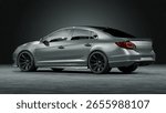 3D rendering of a brand-less generic concept car in studio environment.