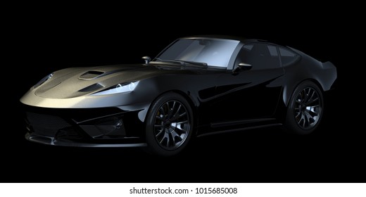 3D rendering of a brand-less generic concept car in studio environment