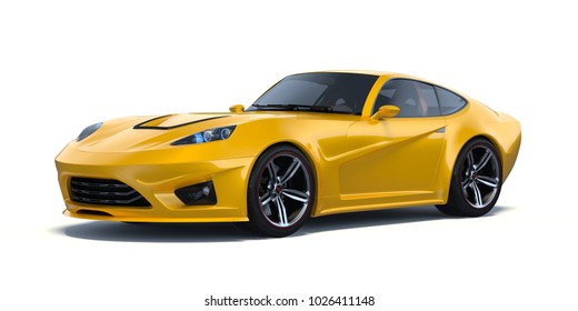 3D rendering of a brand-less generic concept car in studio environment