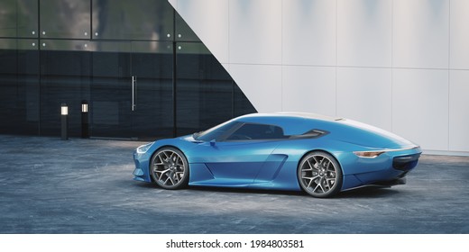 3D rendering of a brand-less generic concept car