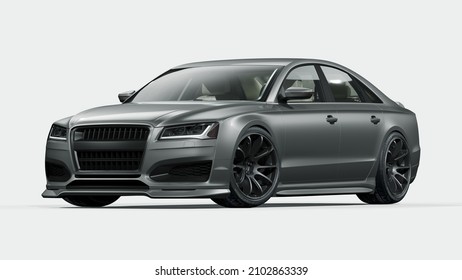 3D rendering of a brand-less generic concept car in studio environment
